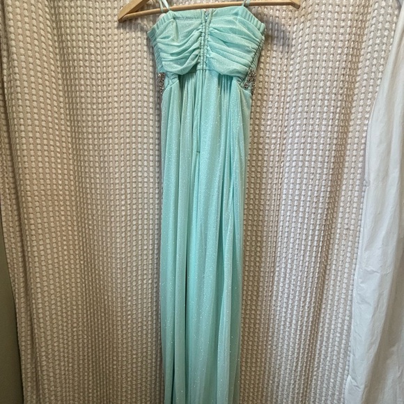 Trixxi Strapless Mint Dress with Embellished Waist - Picture 2 of 7
